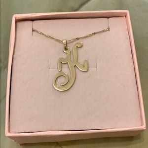 Letter K 14k Gold Necklace